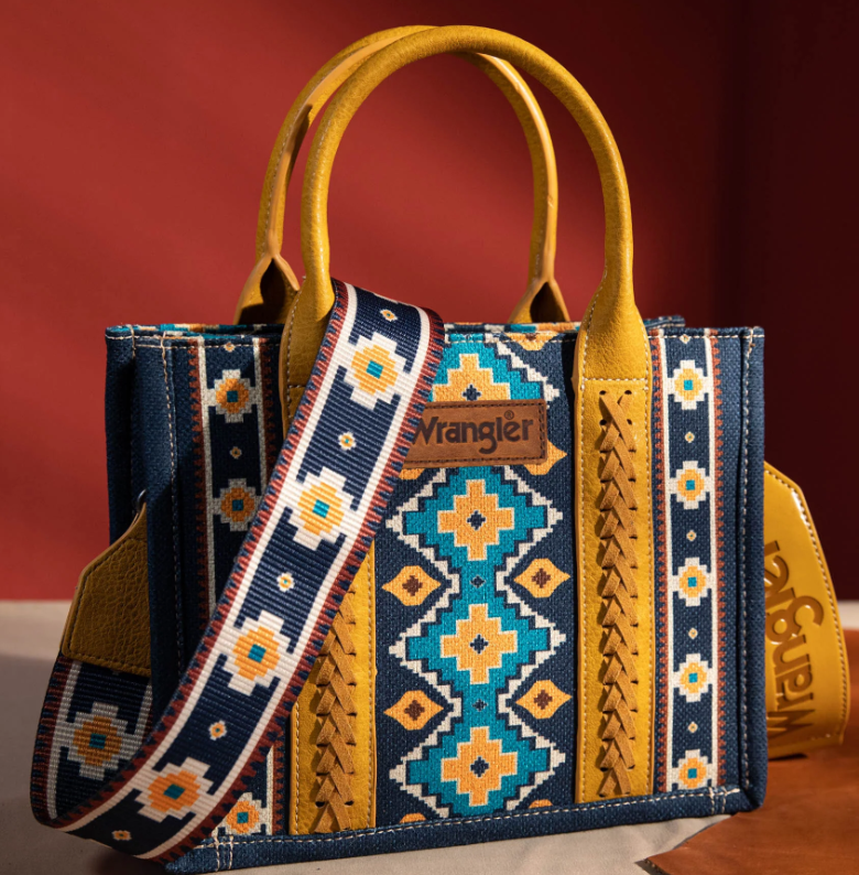 Southwestern Small Dual Sided Print Crossbody Canvas Tote