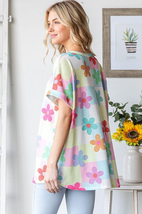 Short Sleeve Floral Print Top