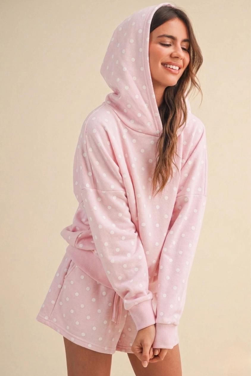 Polkadot Hoodie Sweatshirt and Shorts Set