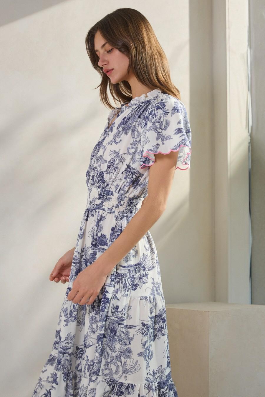 Plus Toi De Paris Printed Tired Midi Dress