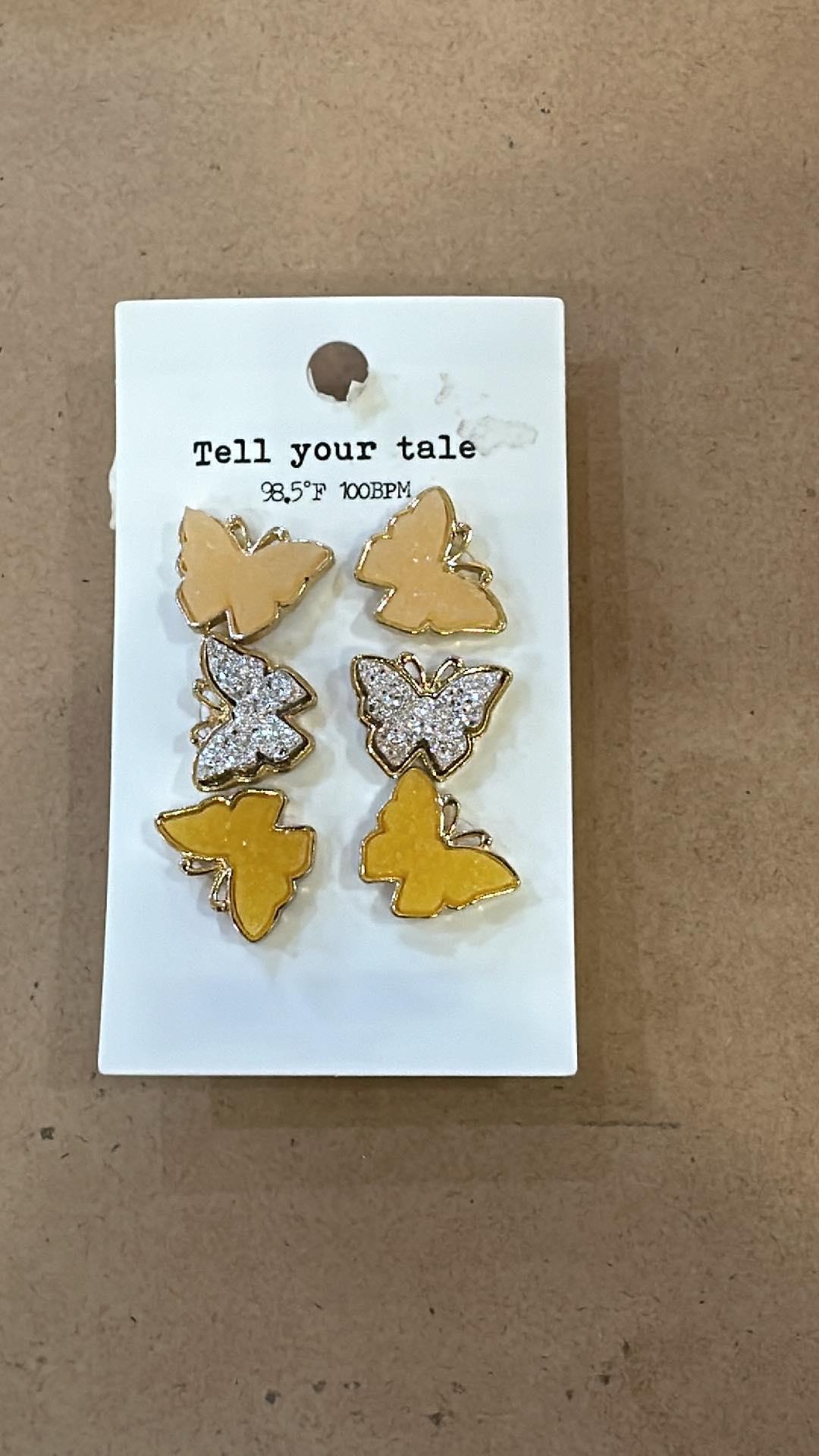 Butterfly Post Earring Set
