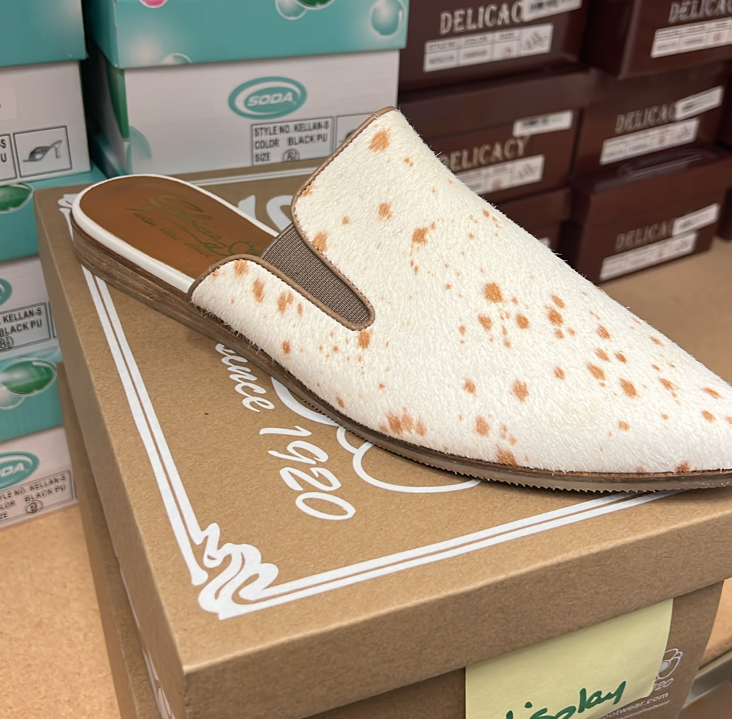 Frankie Dapple Calf Hair Slip Ons
