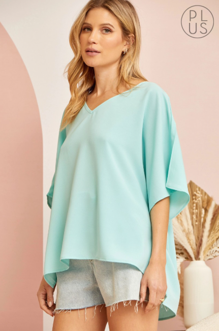 Plus Mint Flowy Top