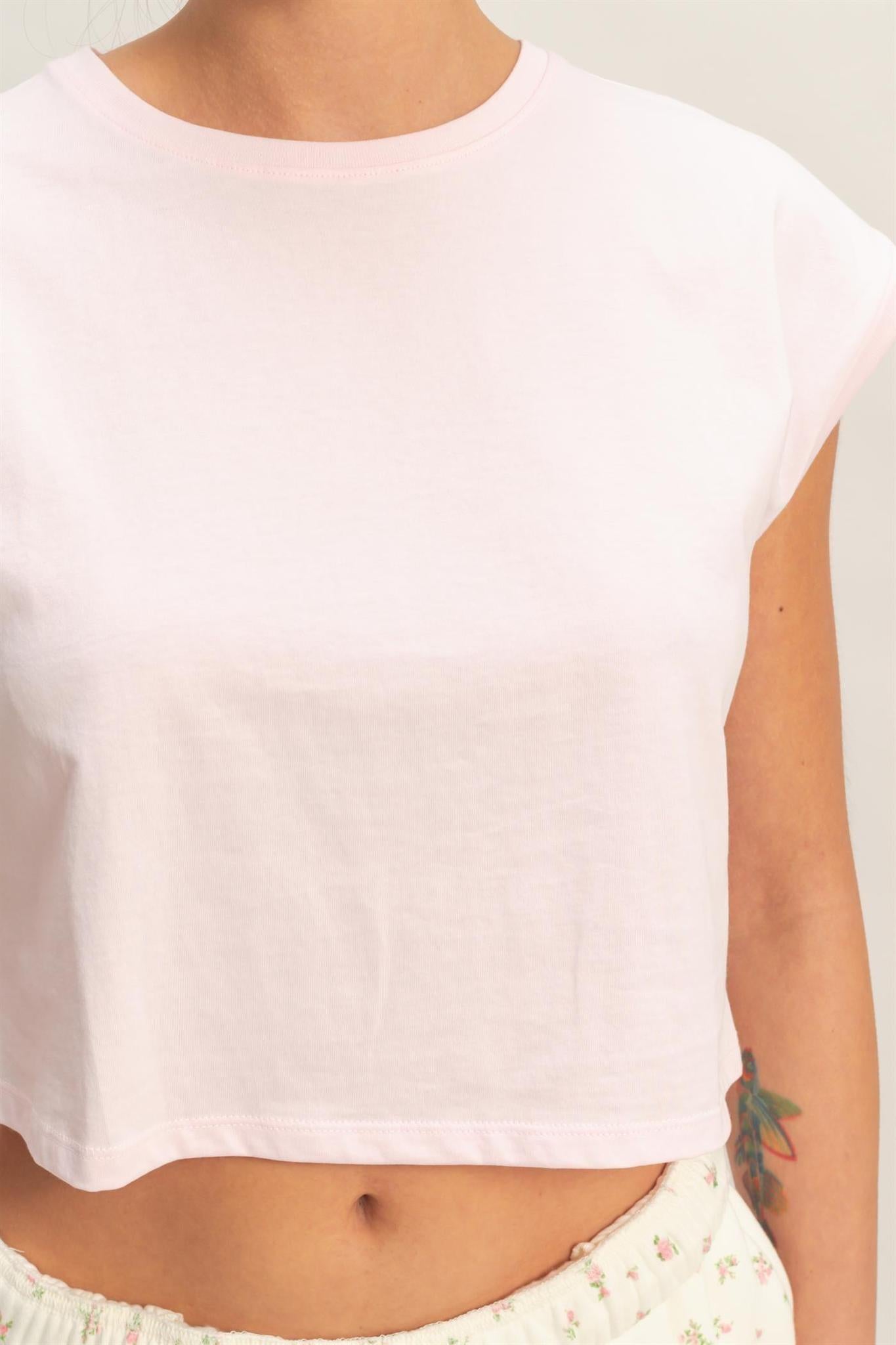 Soft Pink Classic Crew Neck Top