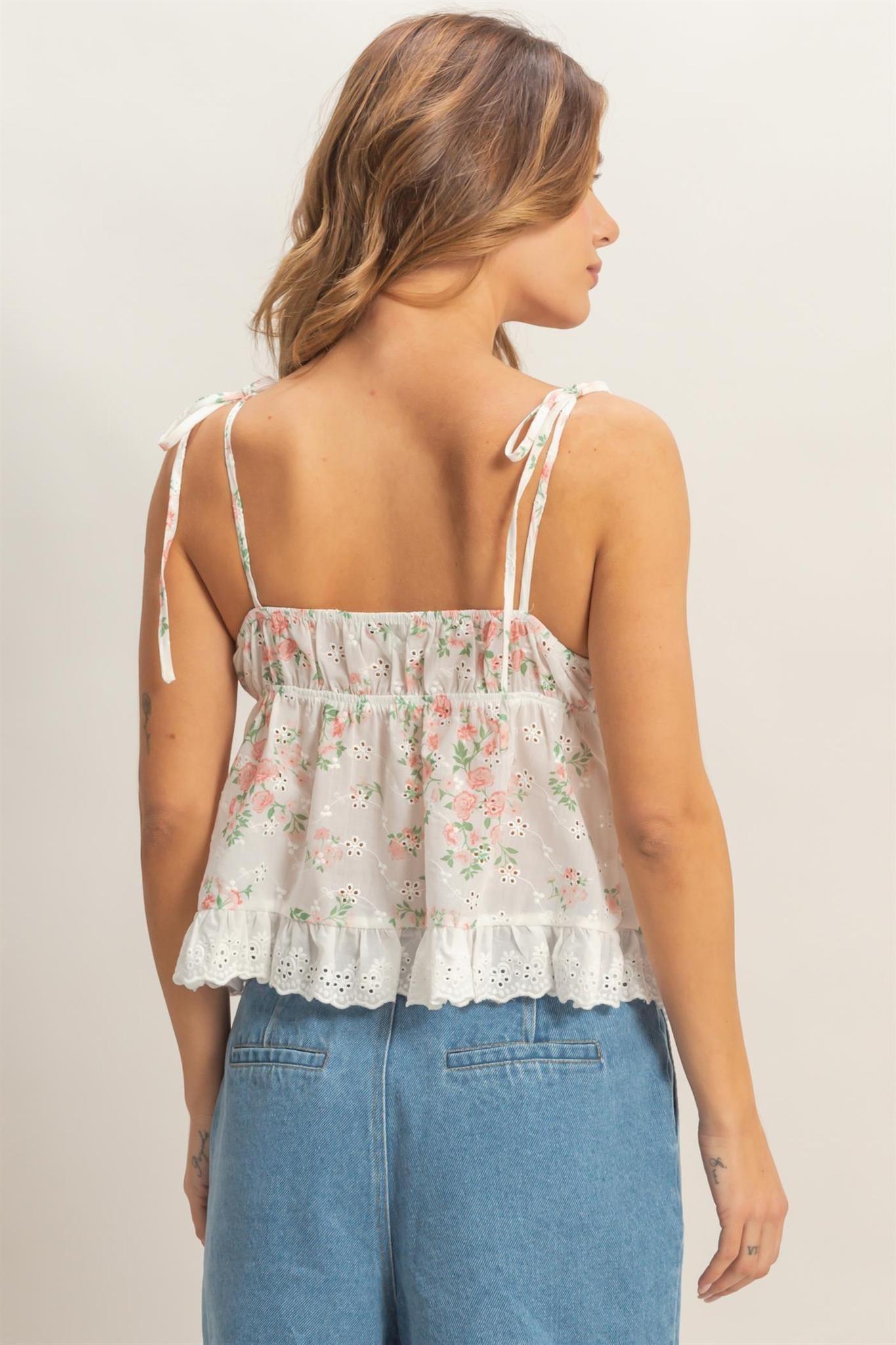 Floral Lace Trim Camisole - Pink