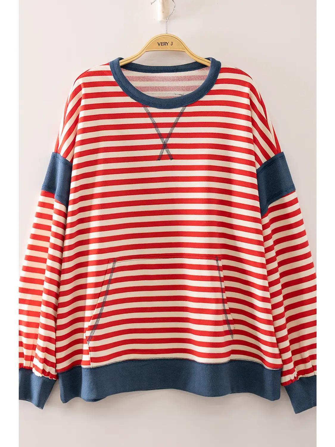 Red/Cream Color Block Stripe Top Copy