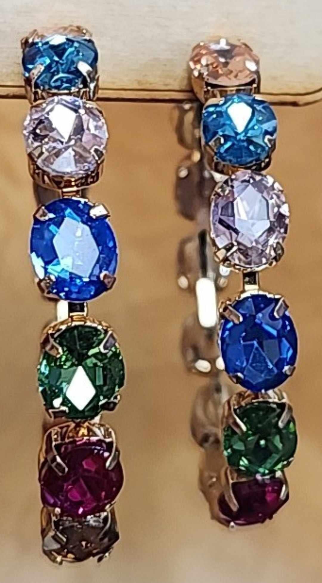 Multi Gold Crystal Hoops