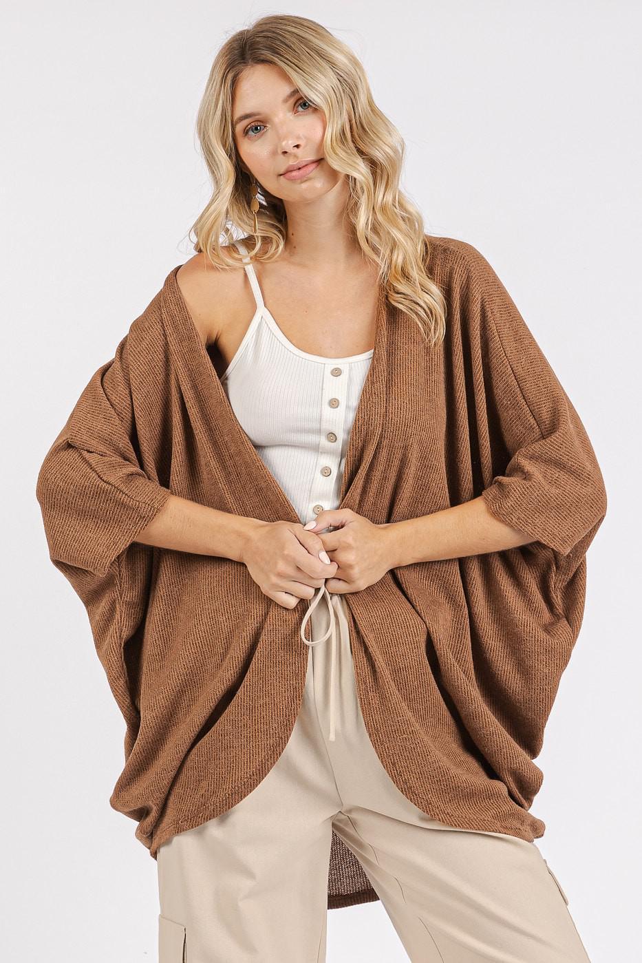Open Front Oversized Fit Lightweight Cardigan