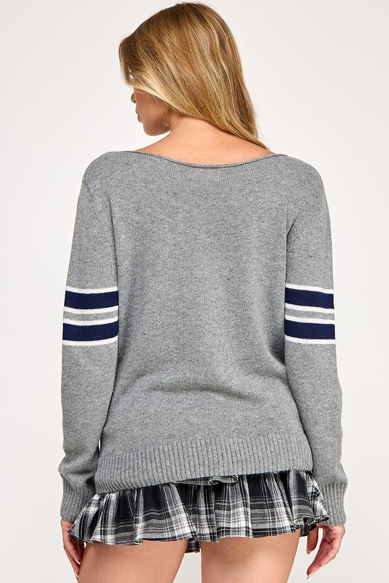 94 Boat Neck Long Sleeve Sweater Top