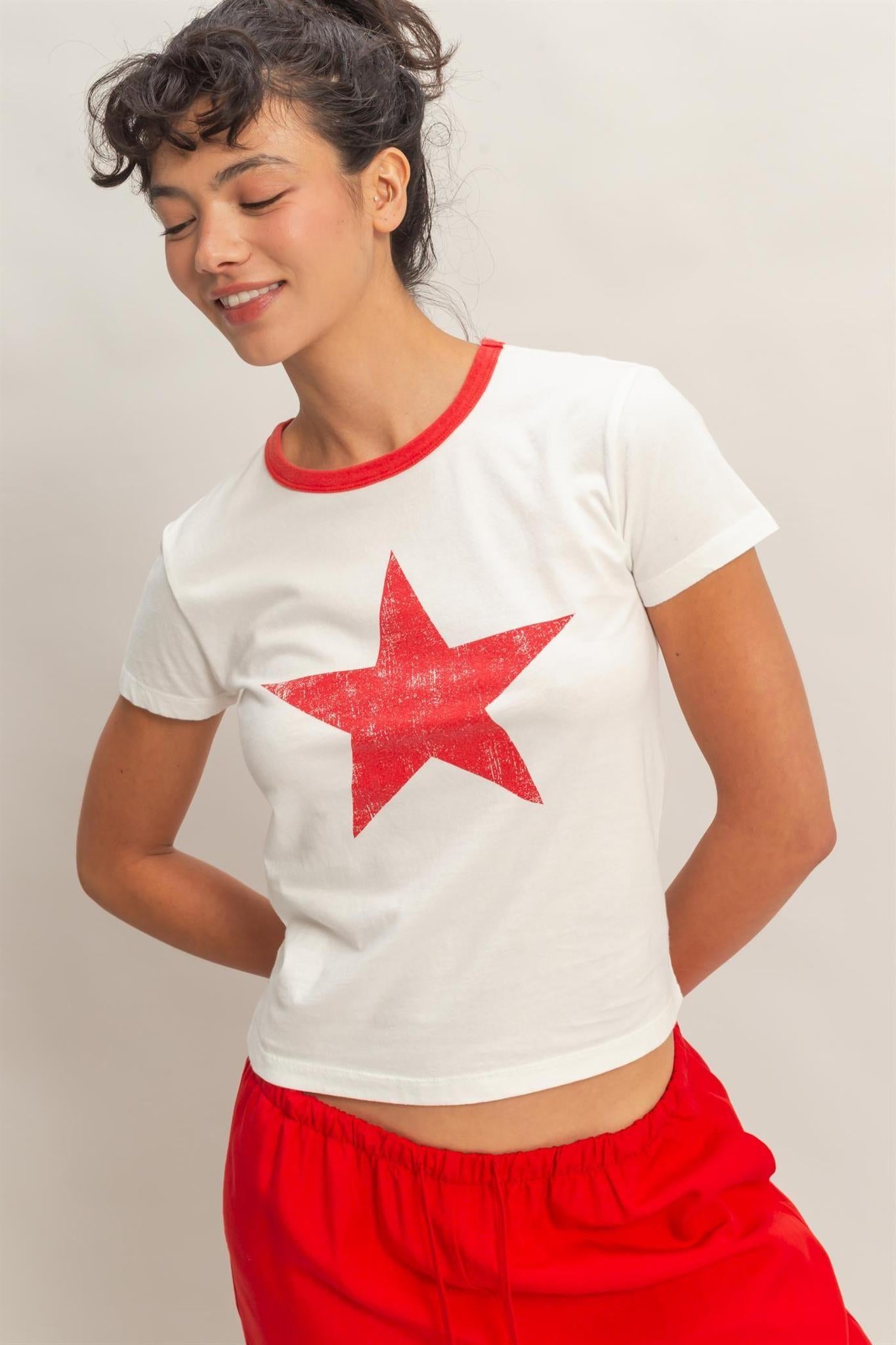 Star Graphic Crew Neck T-shirt