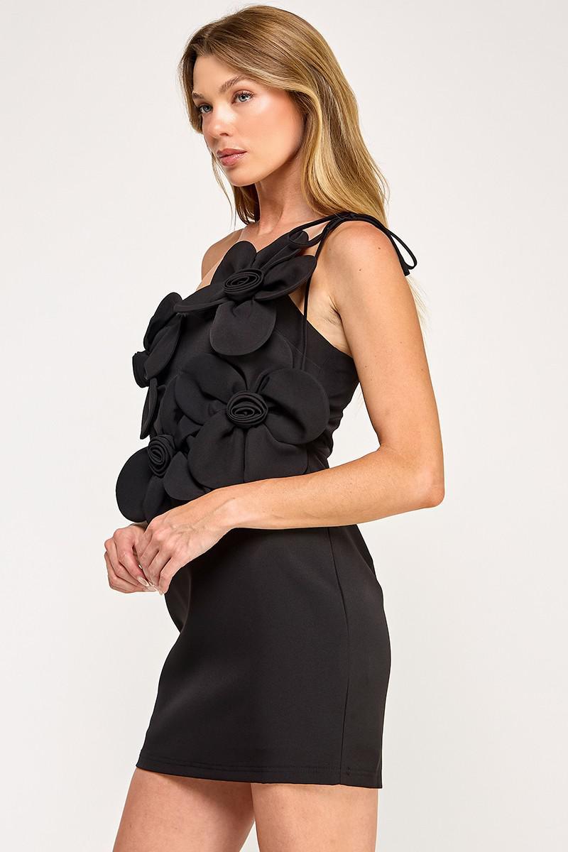 Stretch Crepe Tube Front Corsage Mini Dress