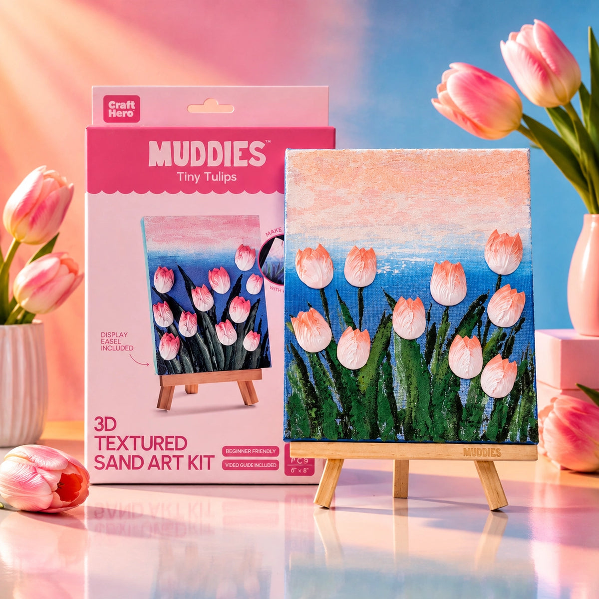 Craft Hero Muddies™ - Tiny Tulips - 3D Textured Sand Art Kit