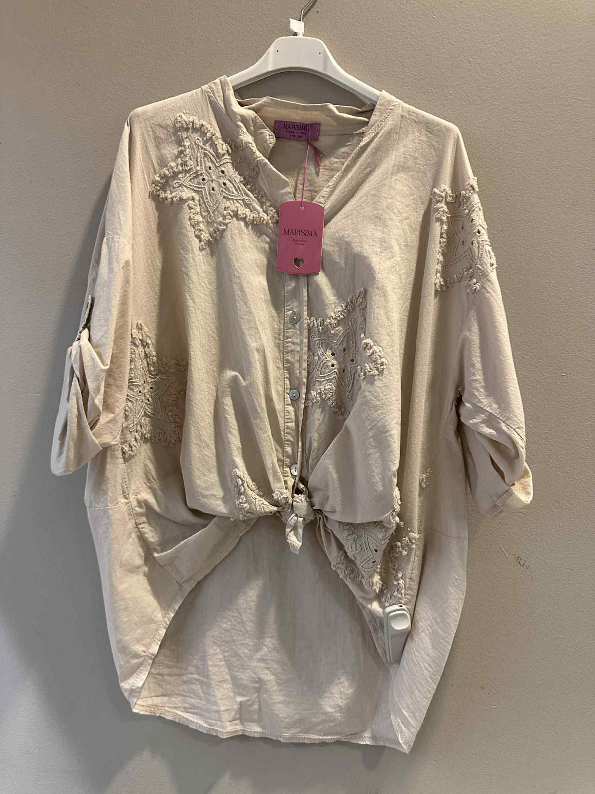Embroidered Cotton Top O/S