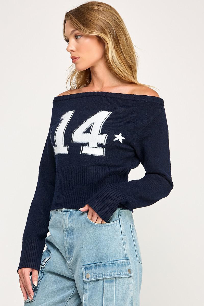 14 Number Boat Neck Sweater