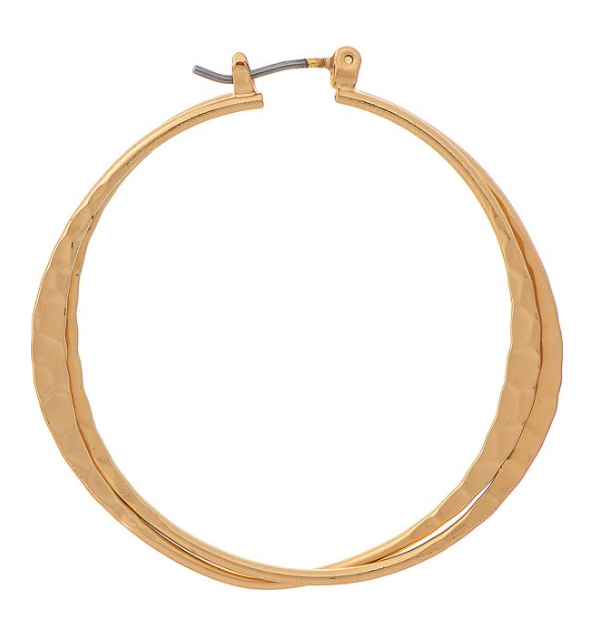 Gold Double Layer Wire Hoop Earring