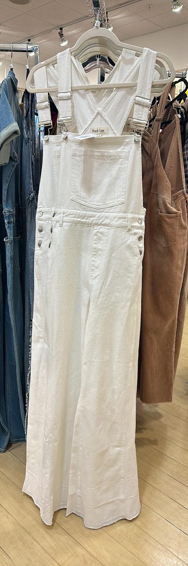 White Denim Overalls