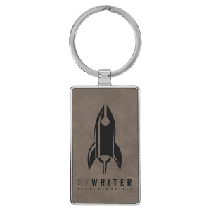 Leatherette/Metal Gray Keychain