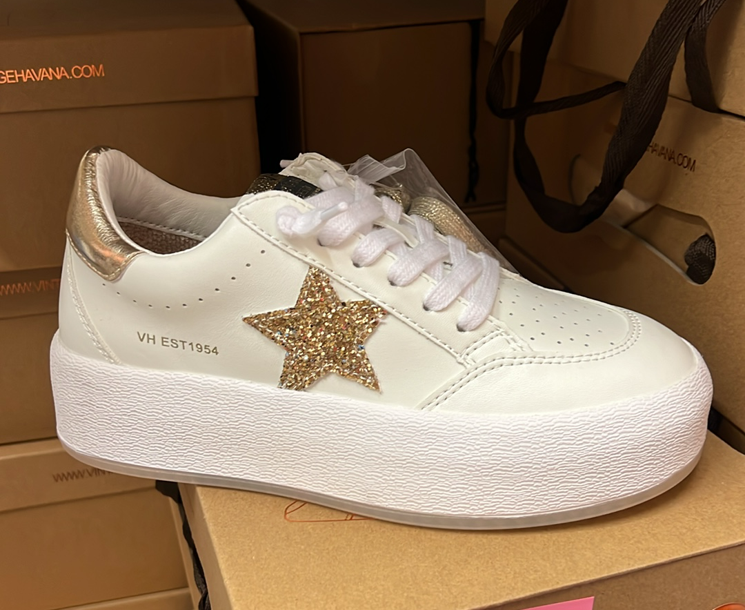 Ream 8 White/Gold Glitter Sneakers