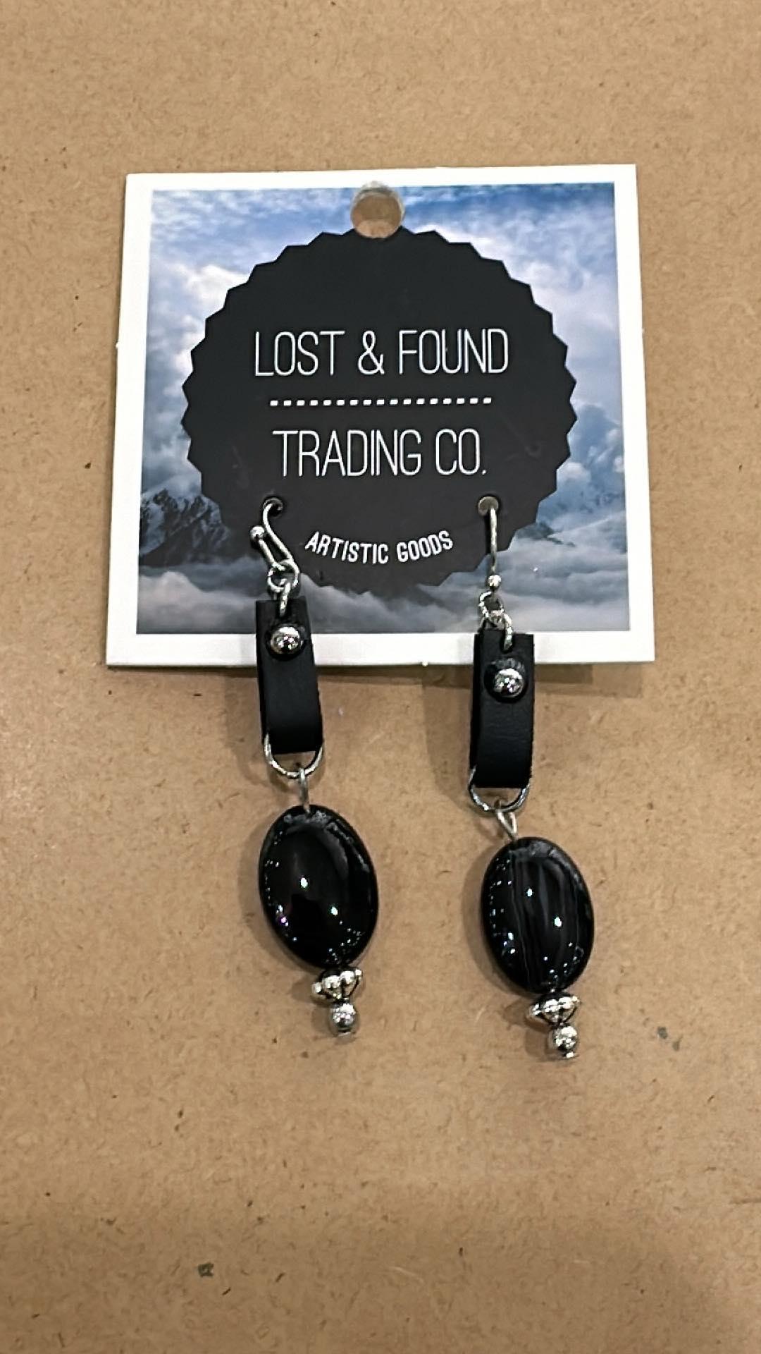 Suede Strap Stone Earrings