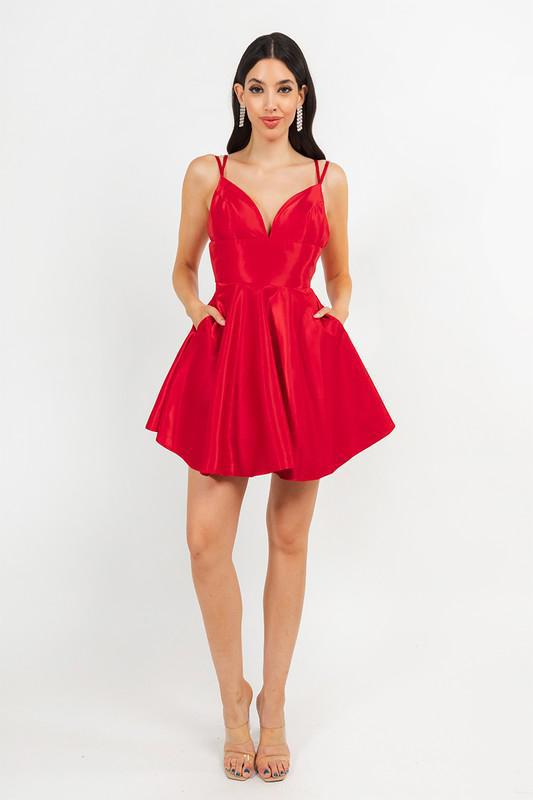 Red Satin Open Dress