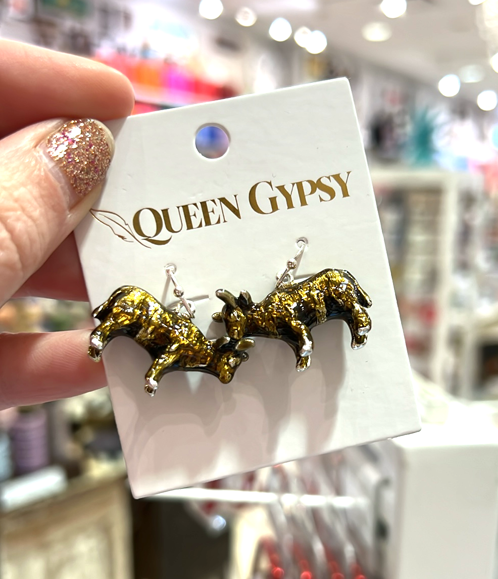Bull Enamel Earrings