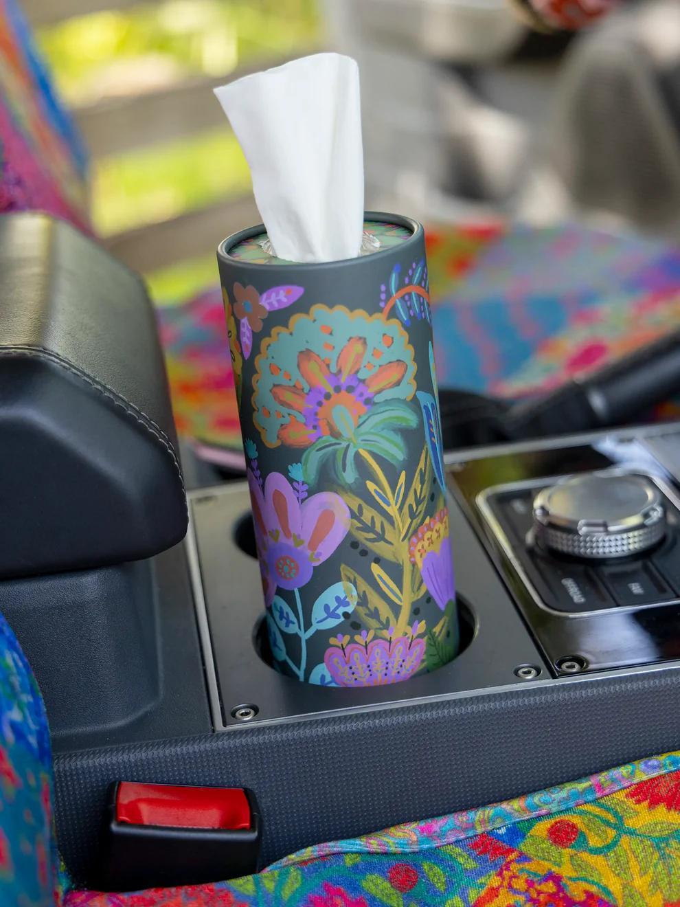 Car Tissue - Navy Folk Flower