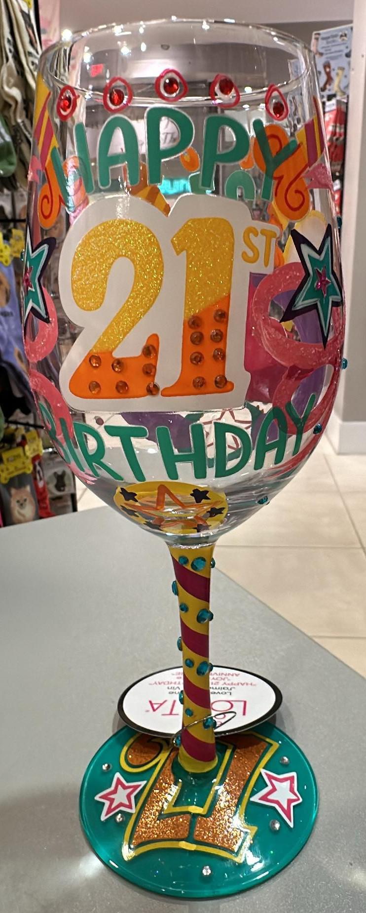 Happy 21st Birthday Wine Glass