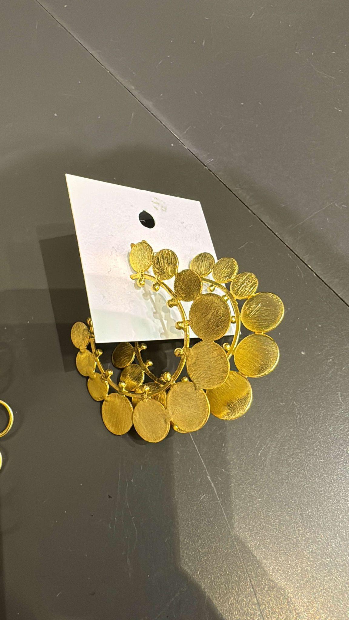 Gold Coin Hoop Earrings