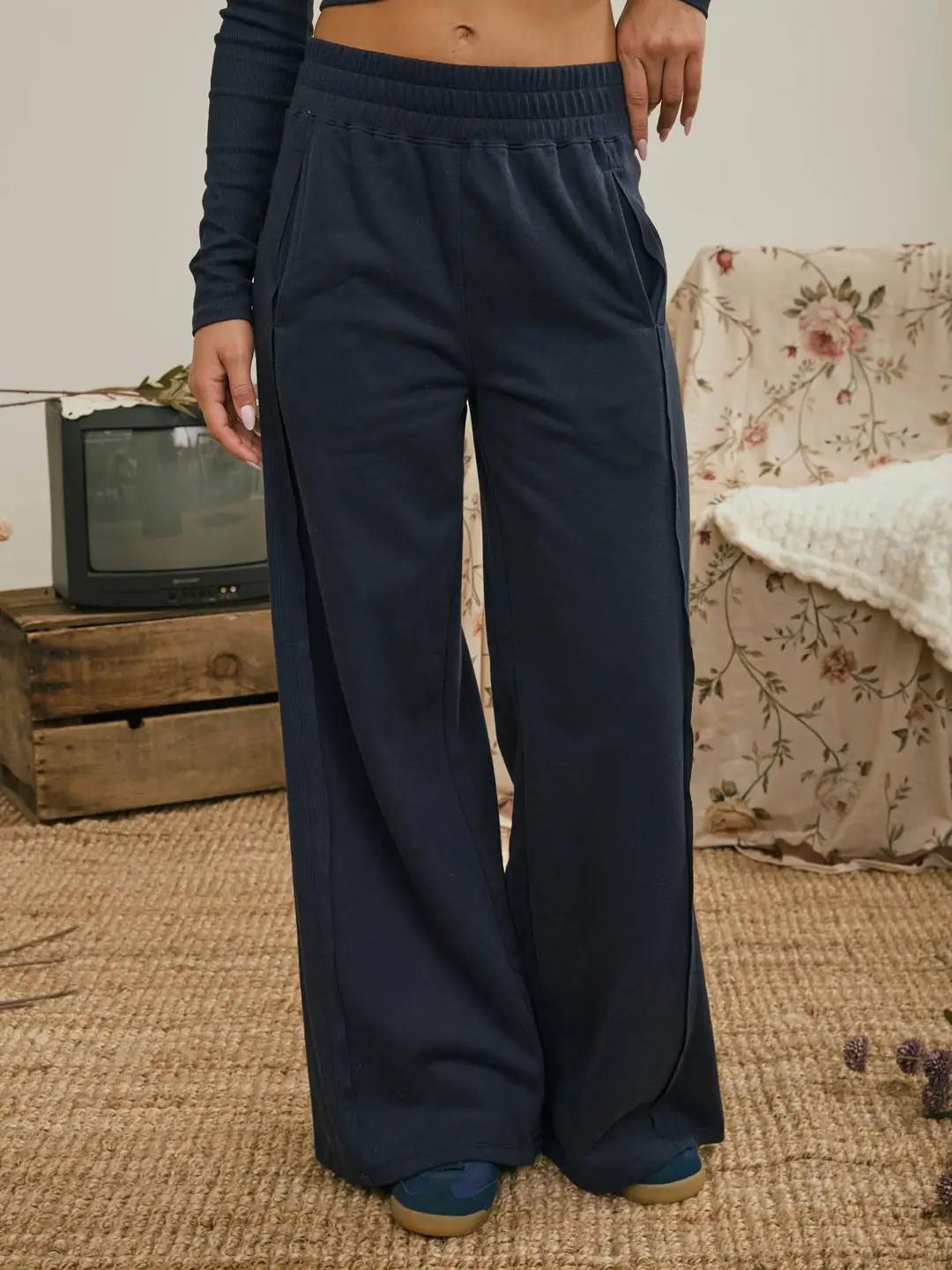 Elastic Waist Side Panel Knit Lounge Pants