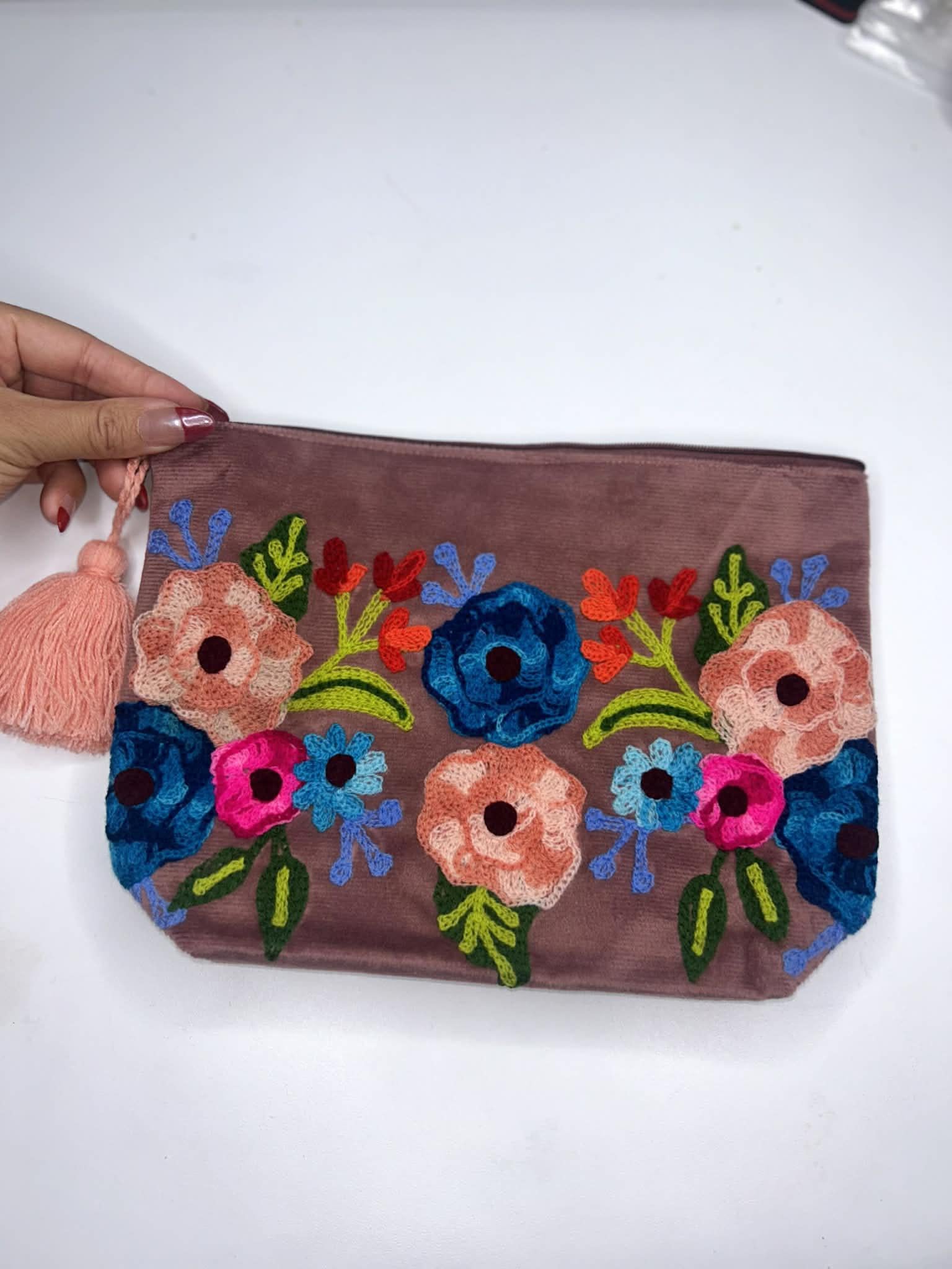 Embroidered Make-Up Bag/Clutch
