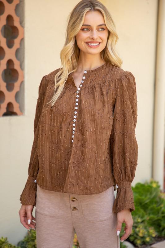 Brown Embroidered Top
