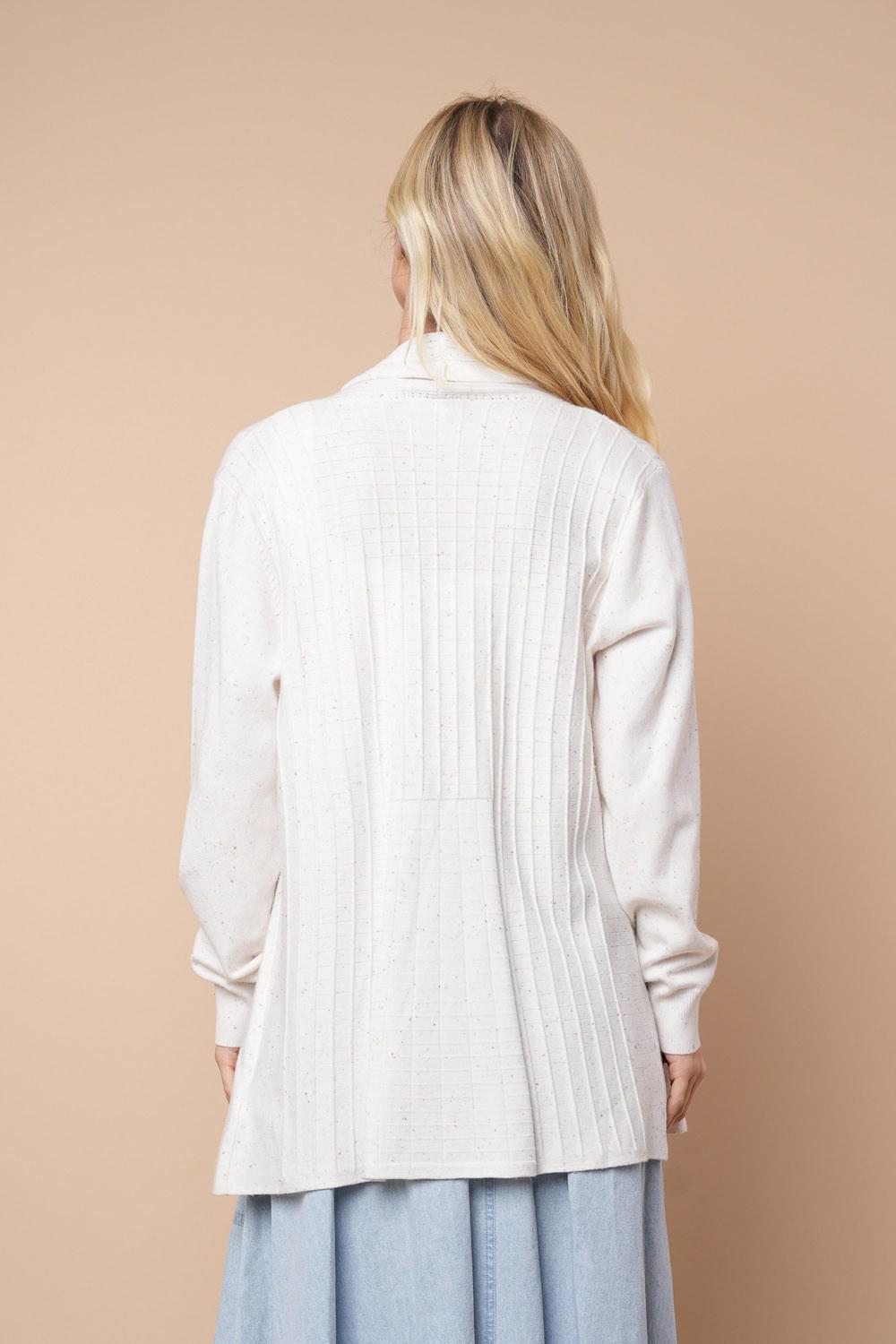 Long Sleeve Confetti Print Knit Cardigan