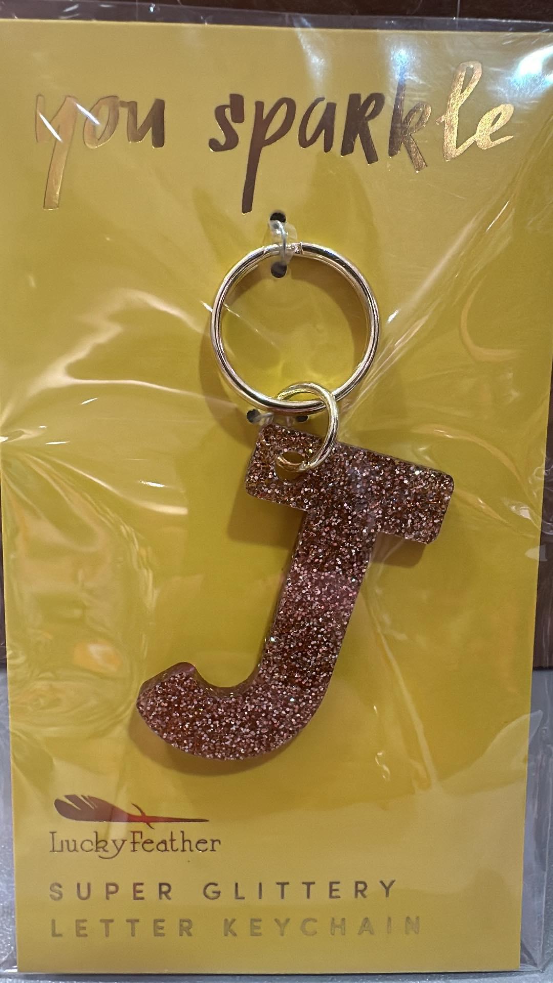 Glitter Initial Key Ring