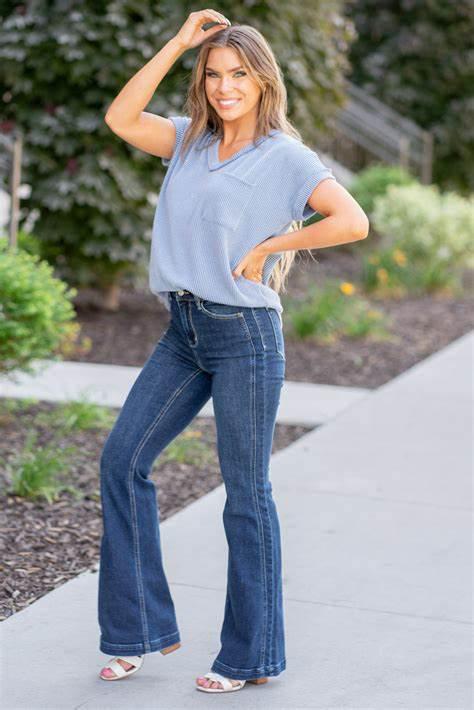 Judy Blue HW Angled Side Seam Flare Jeans