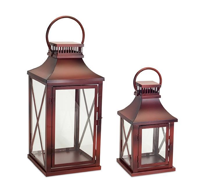 Lantern Red Metal/ Glass