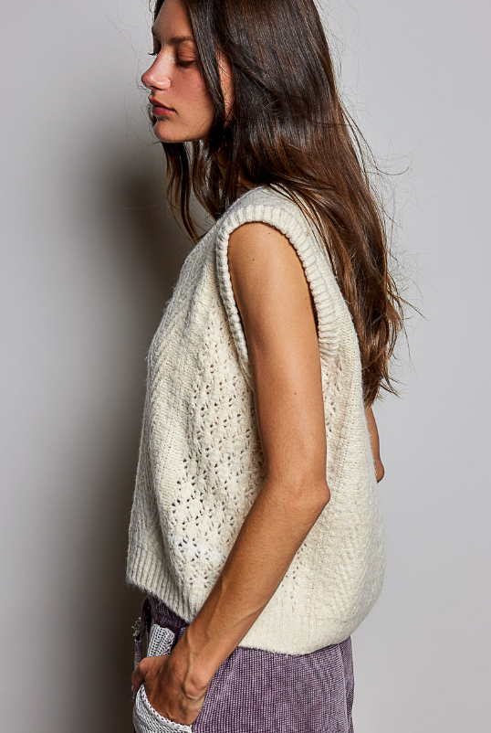 Cable Knit Scoop Neck Mixed Pattern Sweater Vest Sale