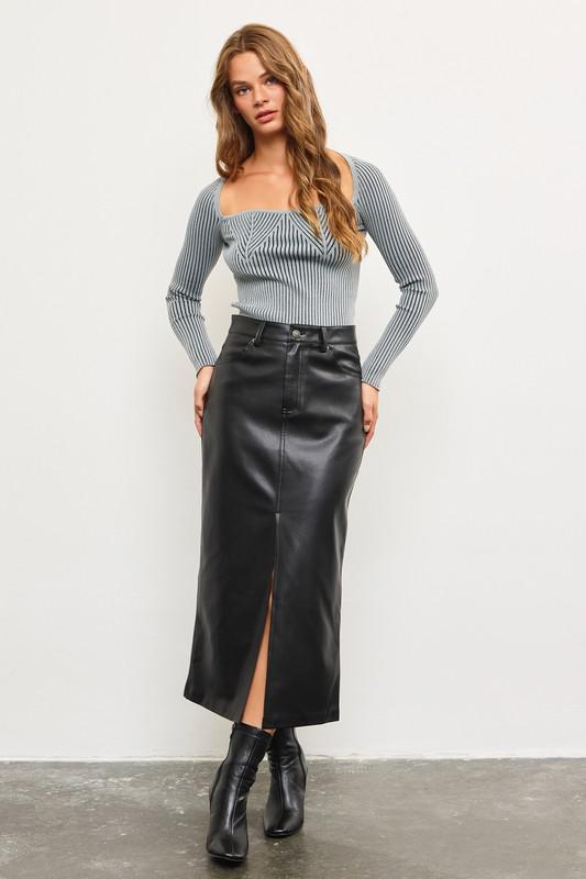 Front Slit Midi Skirt