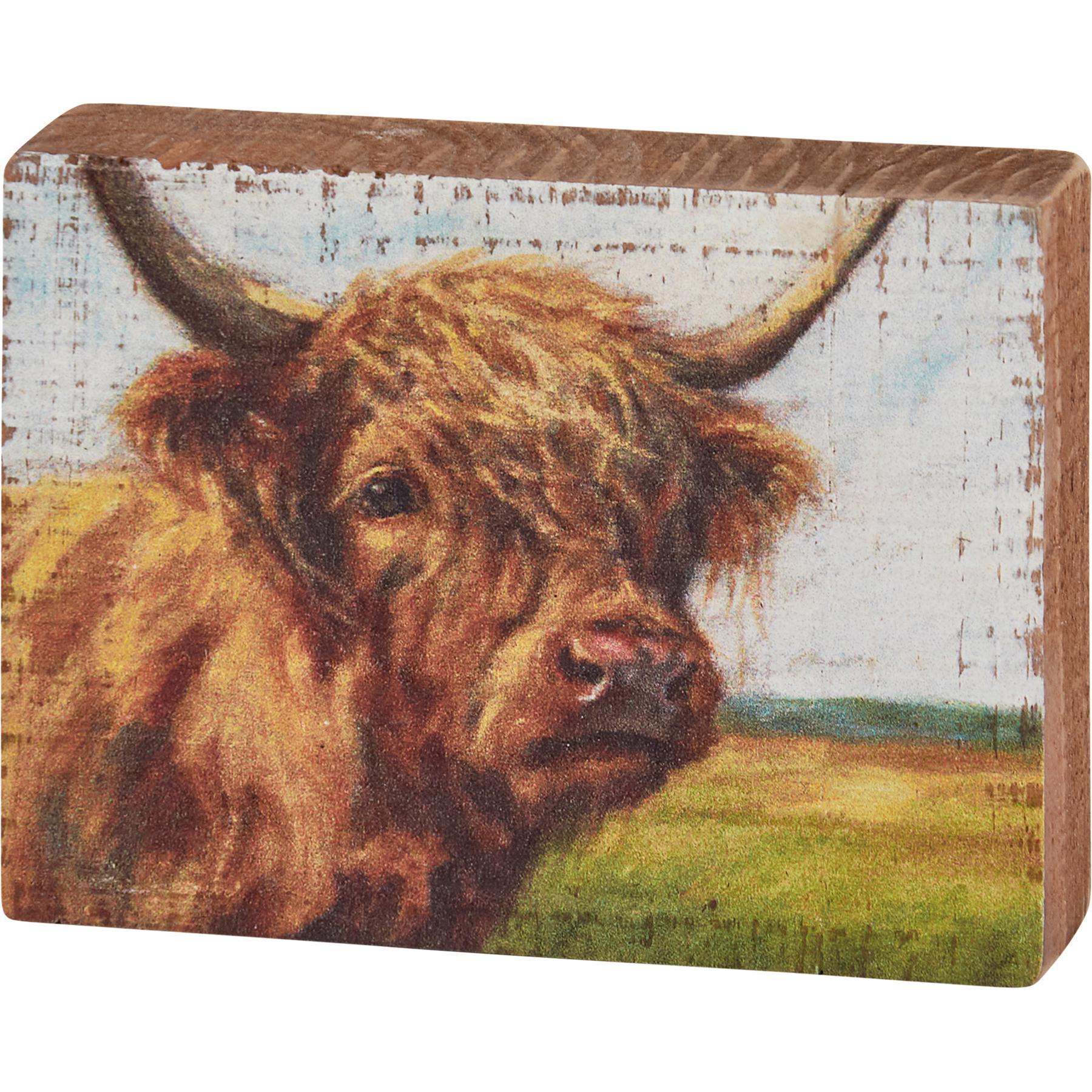 Small Highland Cow Block Sign