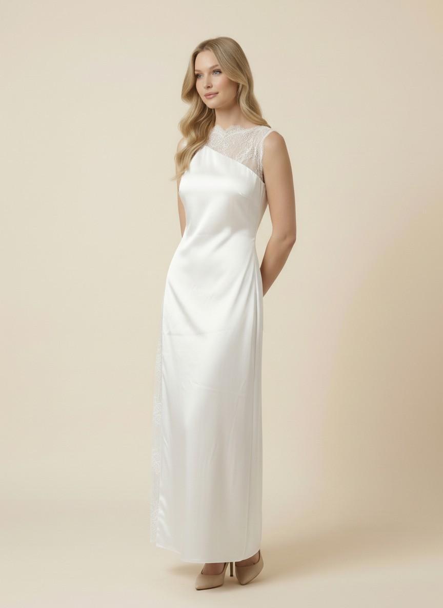Off-White Silk Lace Maxi Dress