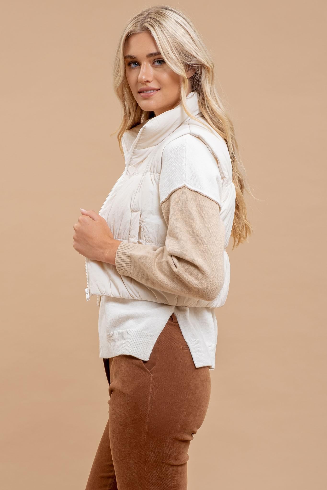 Ivory Cropped Puffer