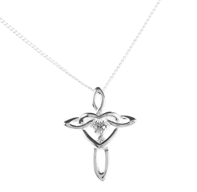 73-4880P Necklace Mobius Cross/Heart 18in Chain