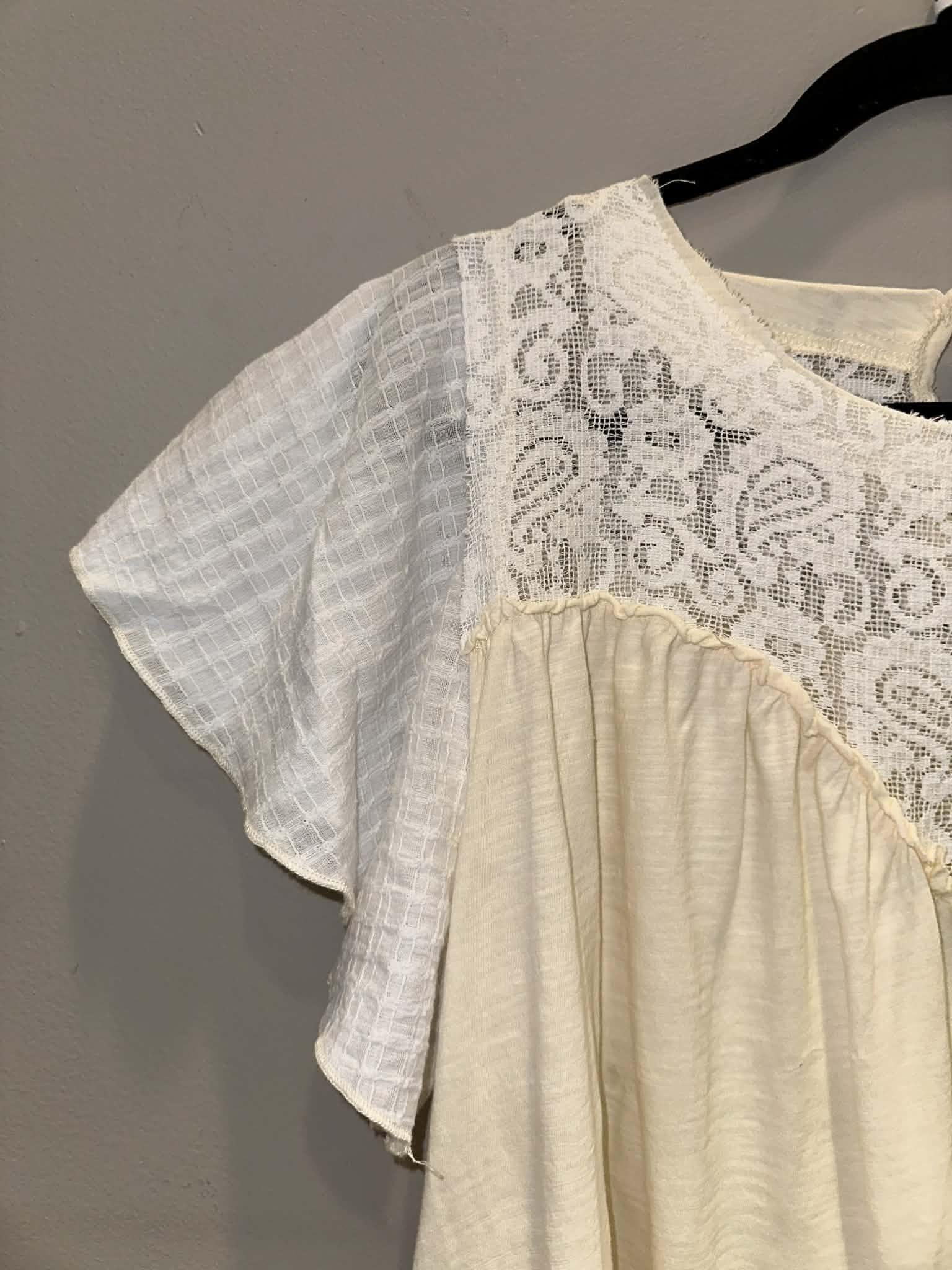 Washed Lace Mix Ruffle Hem Tunic