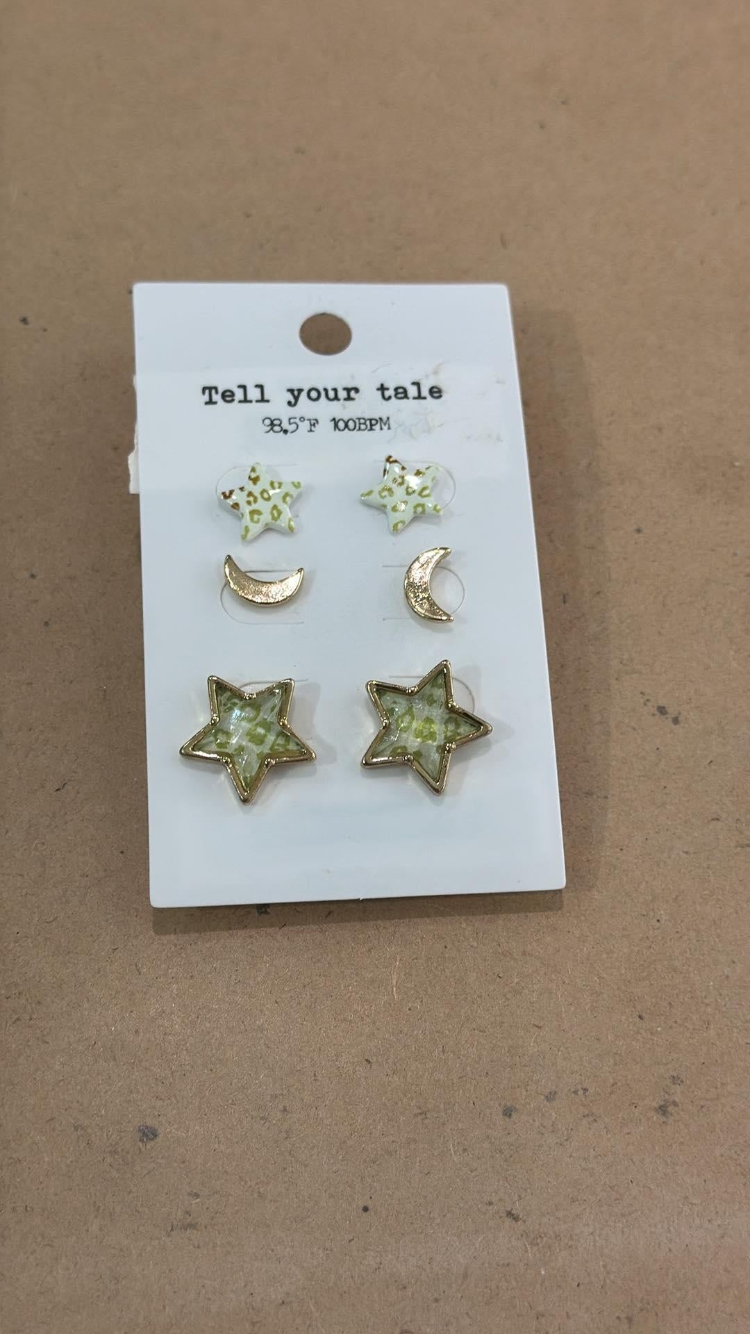 Moon & Star Earring Set