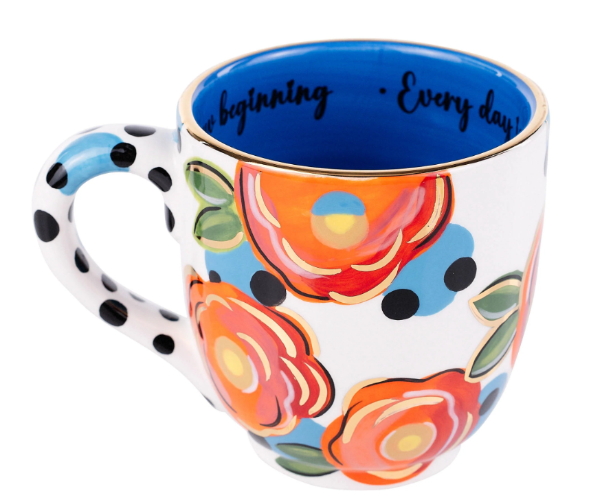 Polka Dot Flower Mug