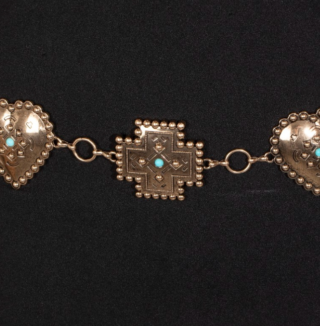 Turquoise Heart & Cross Chain Belt