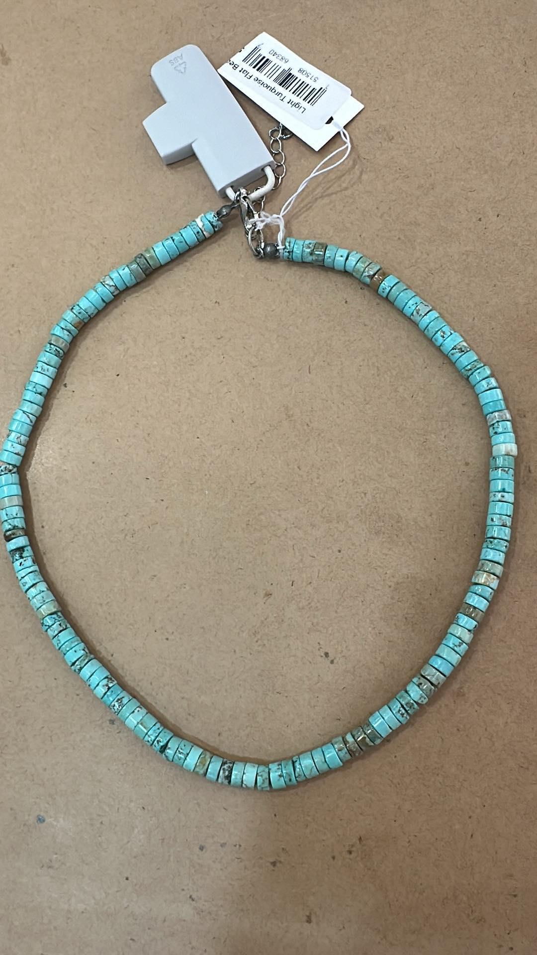 Light Turquoise Flat Bead Necklace