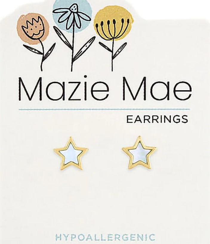 Gold Mother of Pearl Star Stud Mazie Mae Earrings