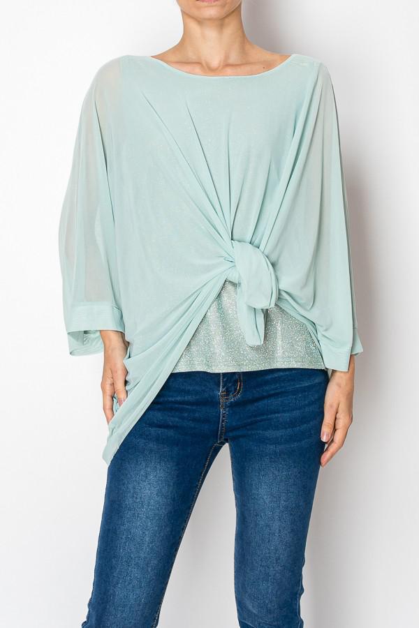 Sage Chiffon Tunic Sparkly Top