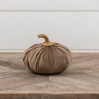 5.5" Brown Fabric Pumpkin