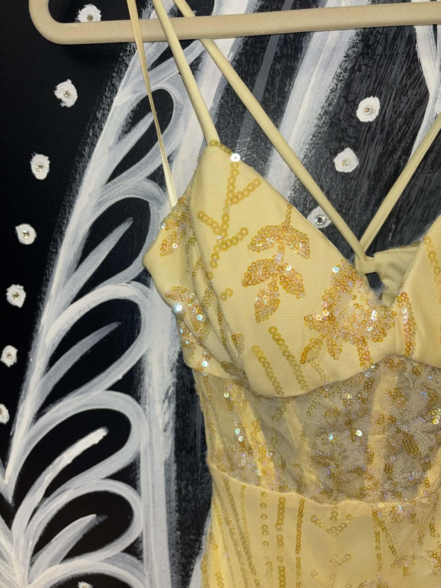 Light Yellow Sequin Corset Mini Dress